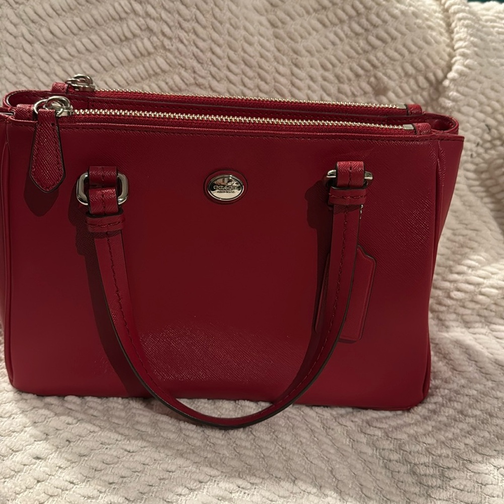 Peyton Red Leather Mini Jordan Double Zip Carryall